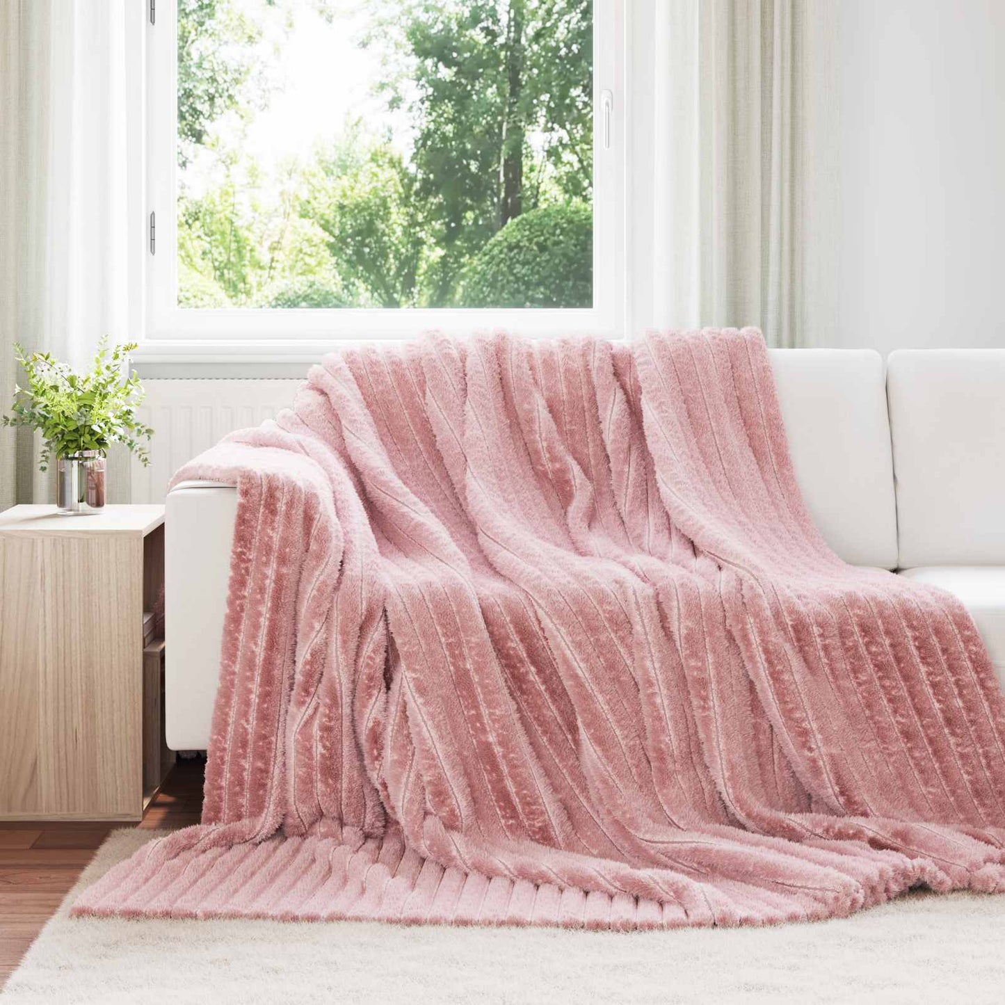 Vidaxl tapis 6 pcs rose 270 x 240 cm polaire