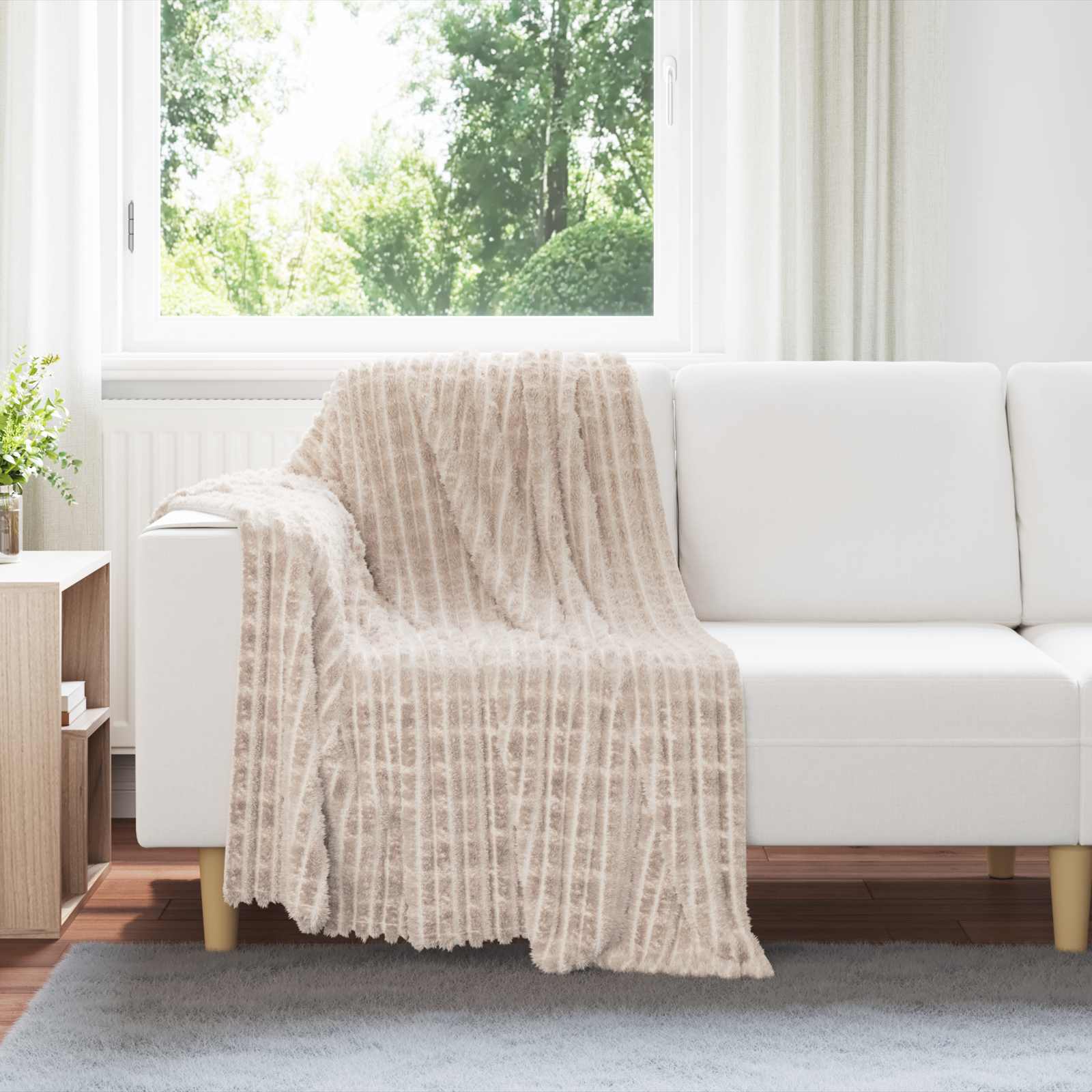 Vidaxl plaid beige 150 x 130 cm polaire
