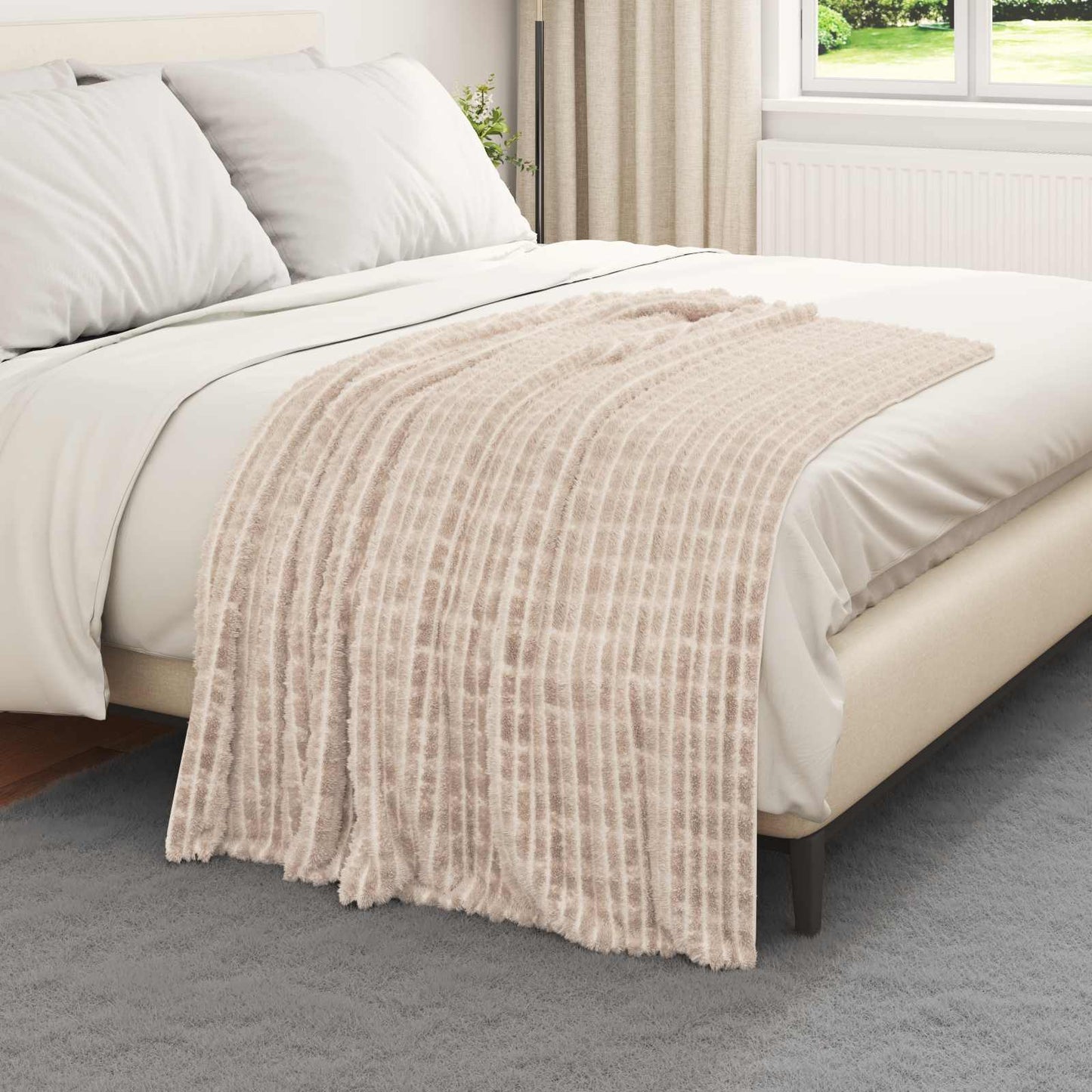 Vidaxl plaid beige 150 x 130 cm polaire