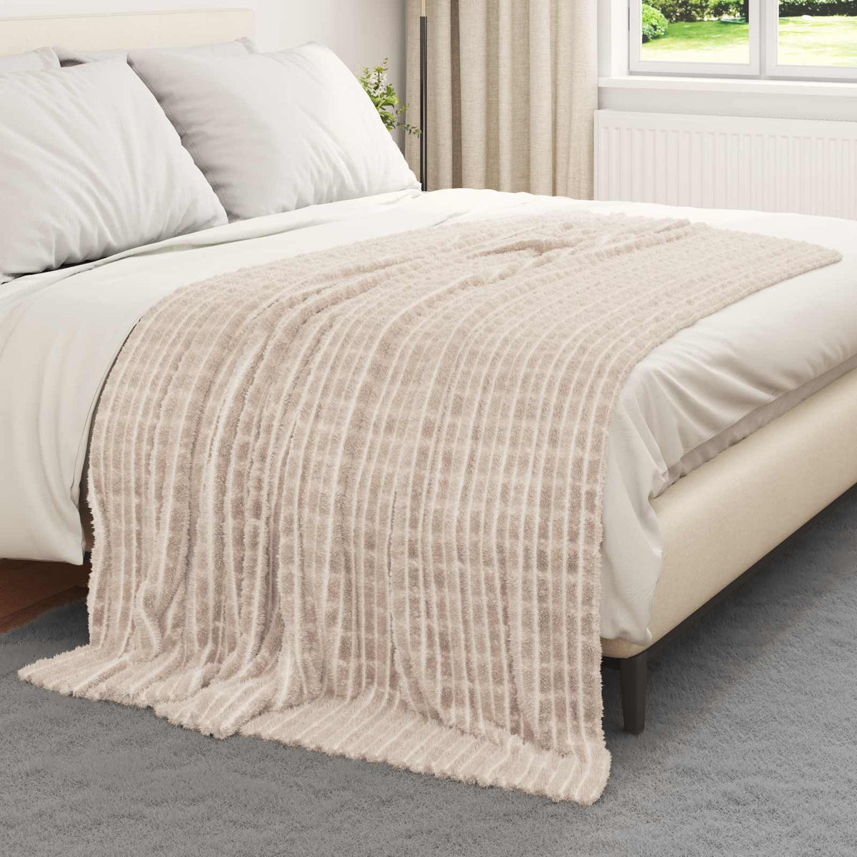 Vidaxl plaid beige 200 x 150 cm polaire