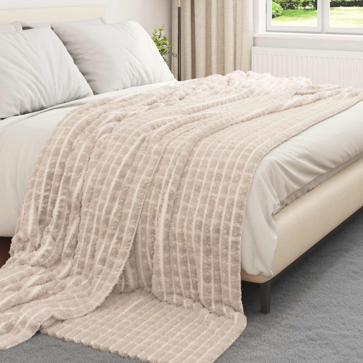 Vidaxl plaid beige 270 x 240 cm polaire