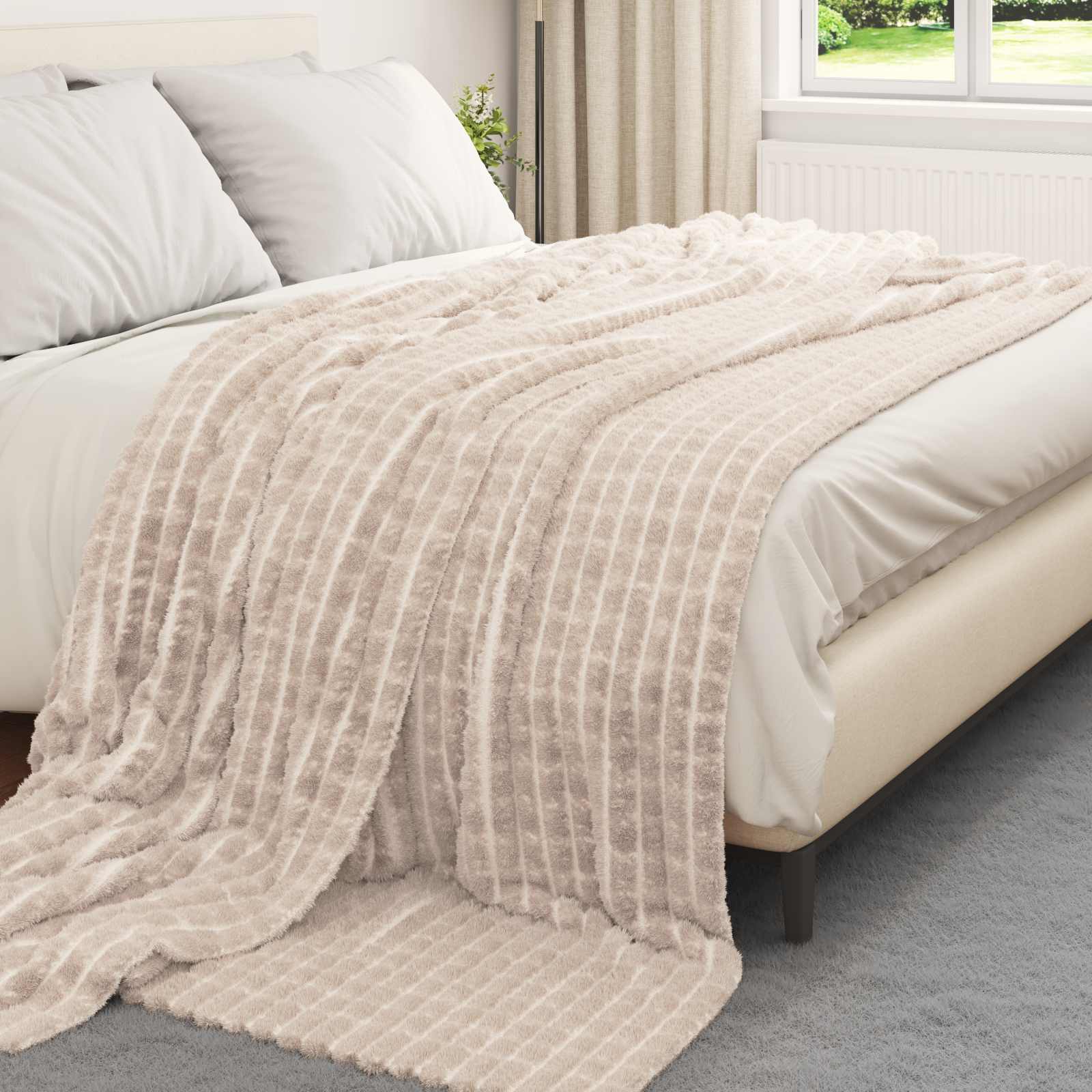 Vidaxl plaid beige 270 x 240 cm polaire