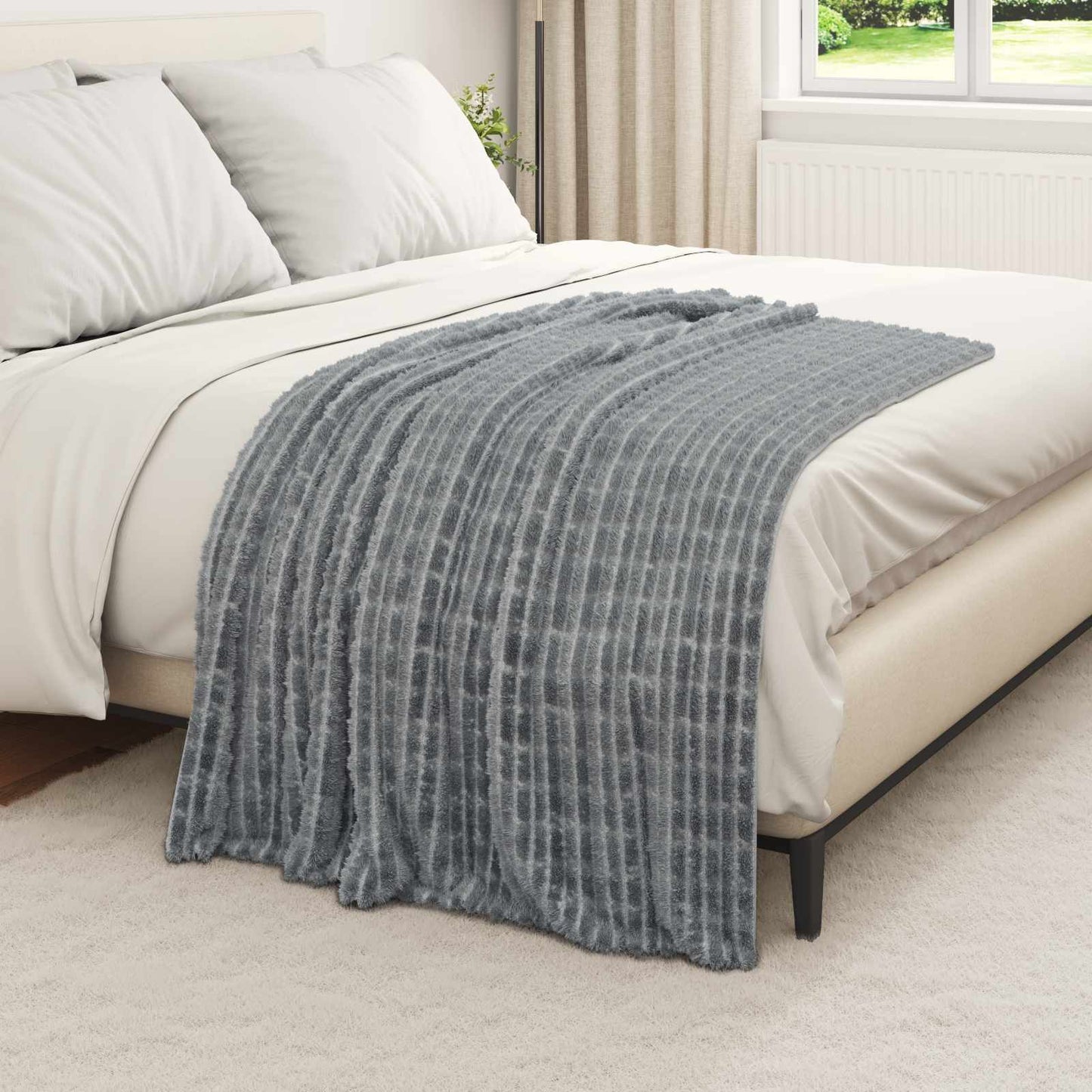 Vidaxl plaid gris foncé 150 x 130 cm polaire