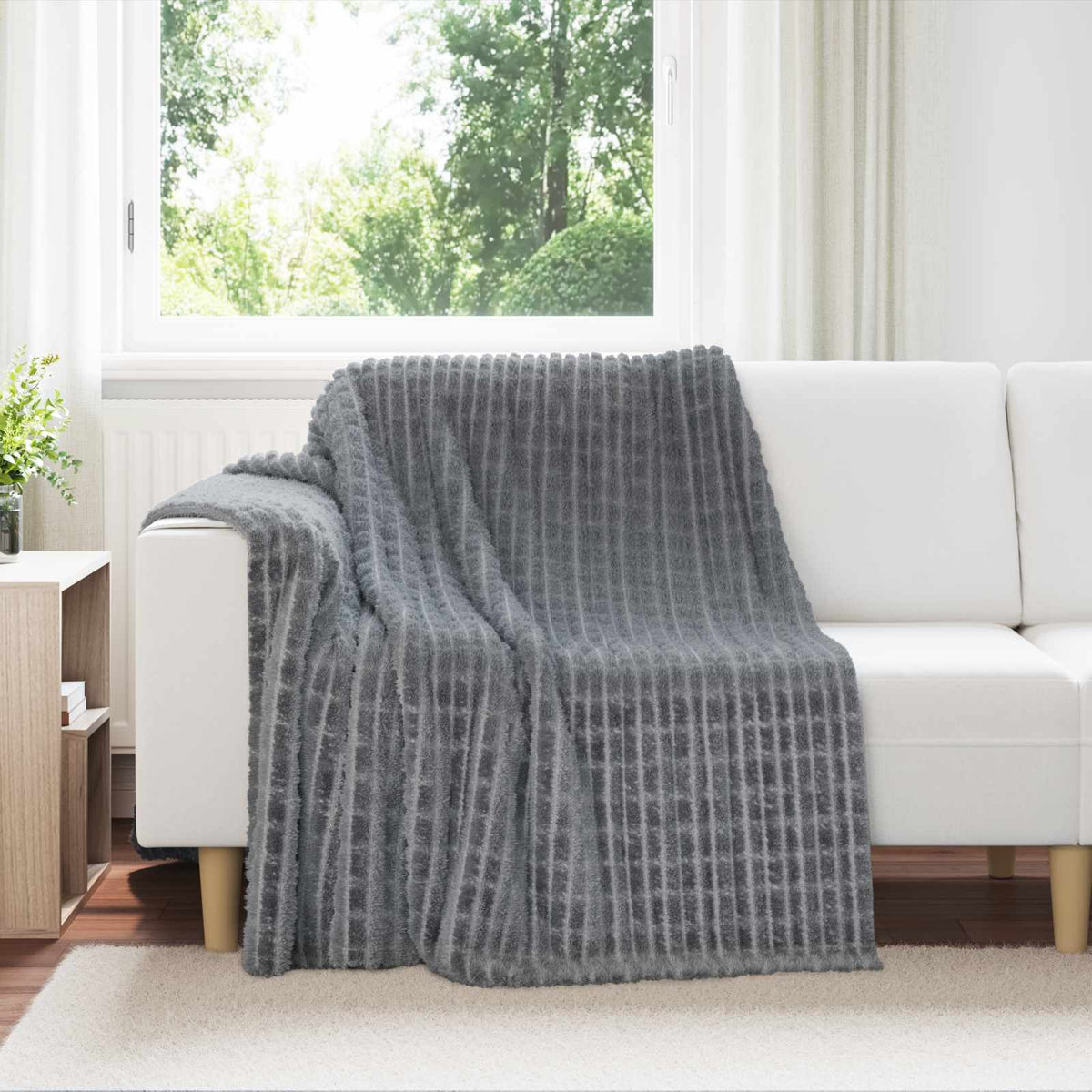 Vidaxl plaid gris foncé 200 x 150 cm polaire