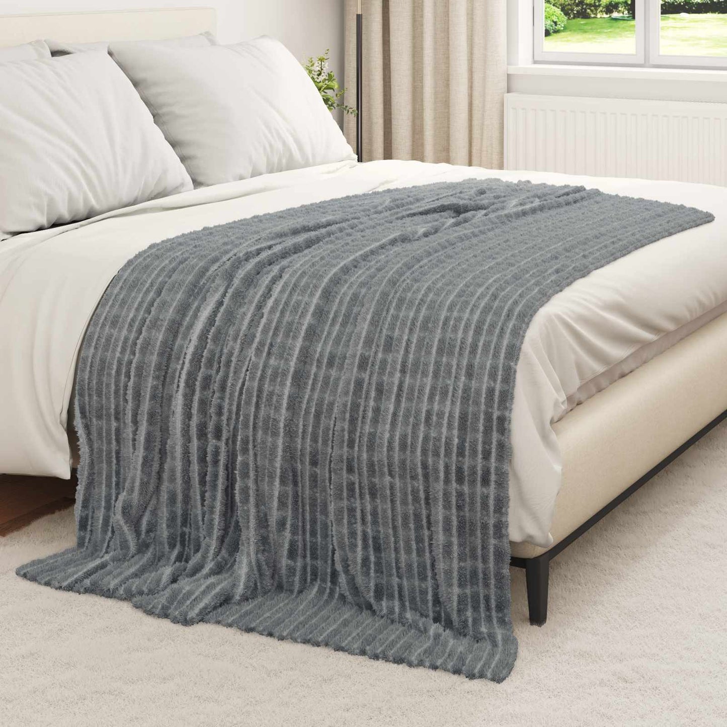 Vidaxl plaid gris foncé 200 x 150 cm polaire