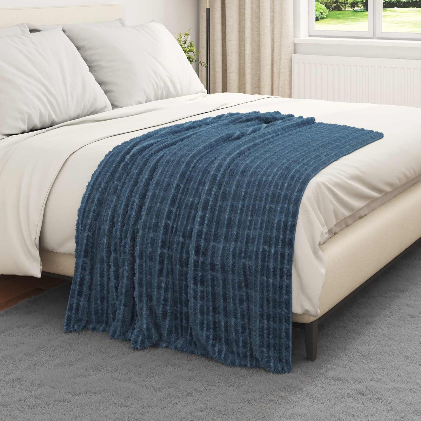 Vidaxx plaid bleu marine 150 x 130 cm polaire