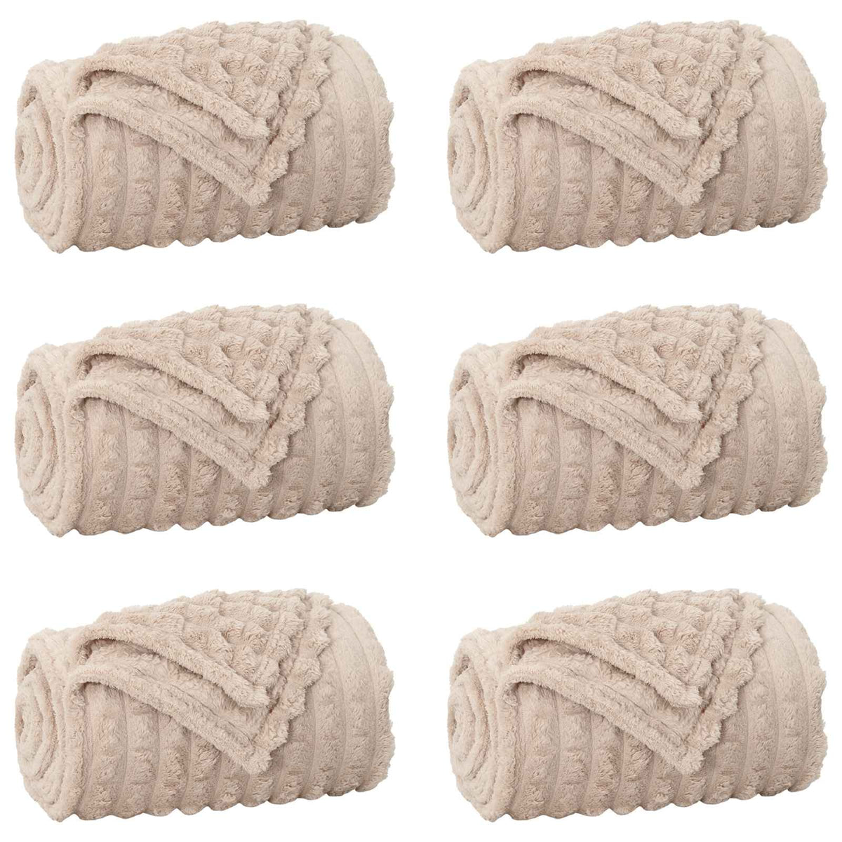 Vidaxl tapis 6 pcs beige 150 x 130 cm polaire