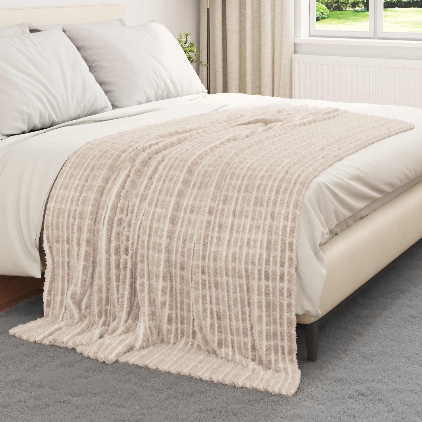 Vidaxl tapis 6 pcs beige 200 x 150 cm polaire