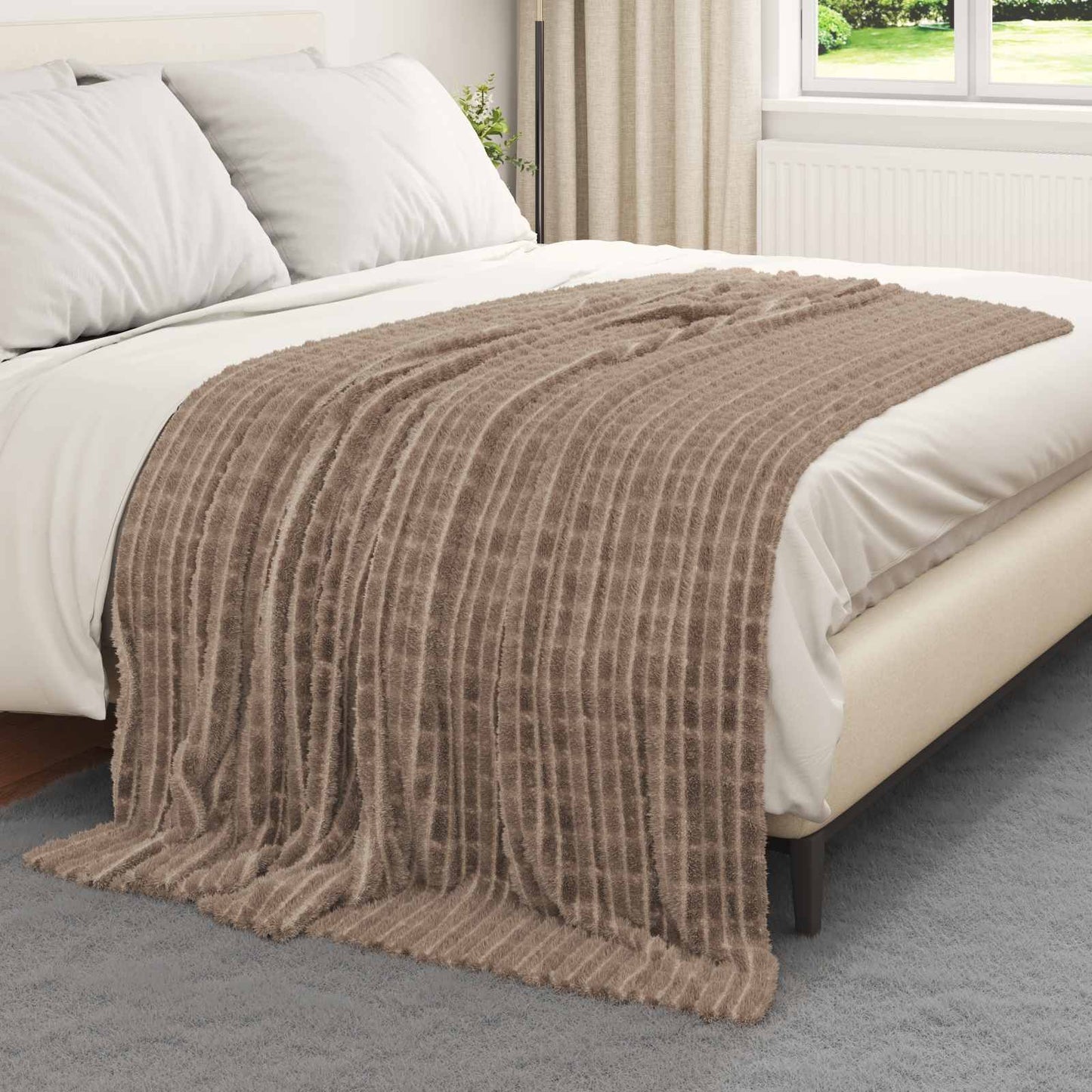 Vidaxl tapis 6 pcs camel 200 x 150 cm polaire