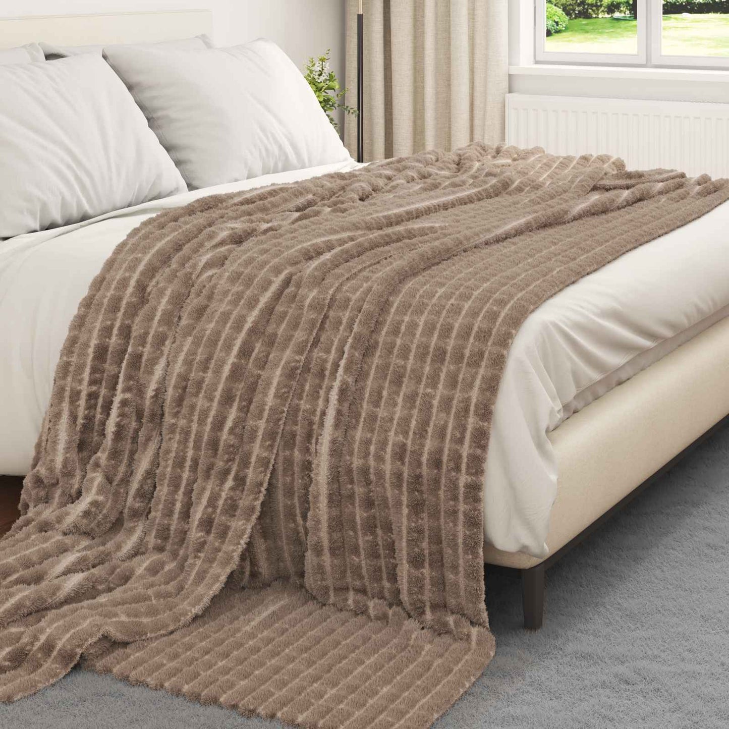 Vidaxl tapis 6 pcs camel 270 x 240 cm polaire