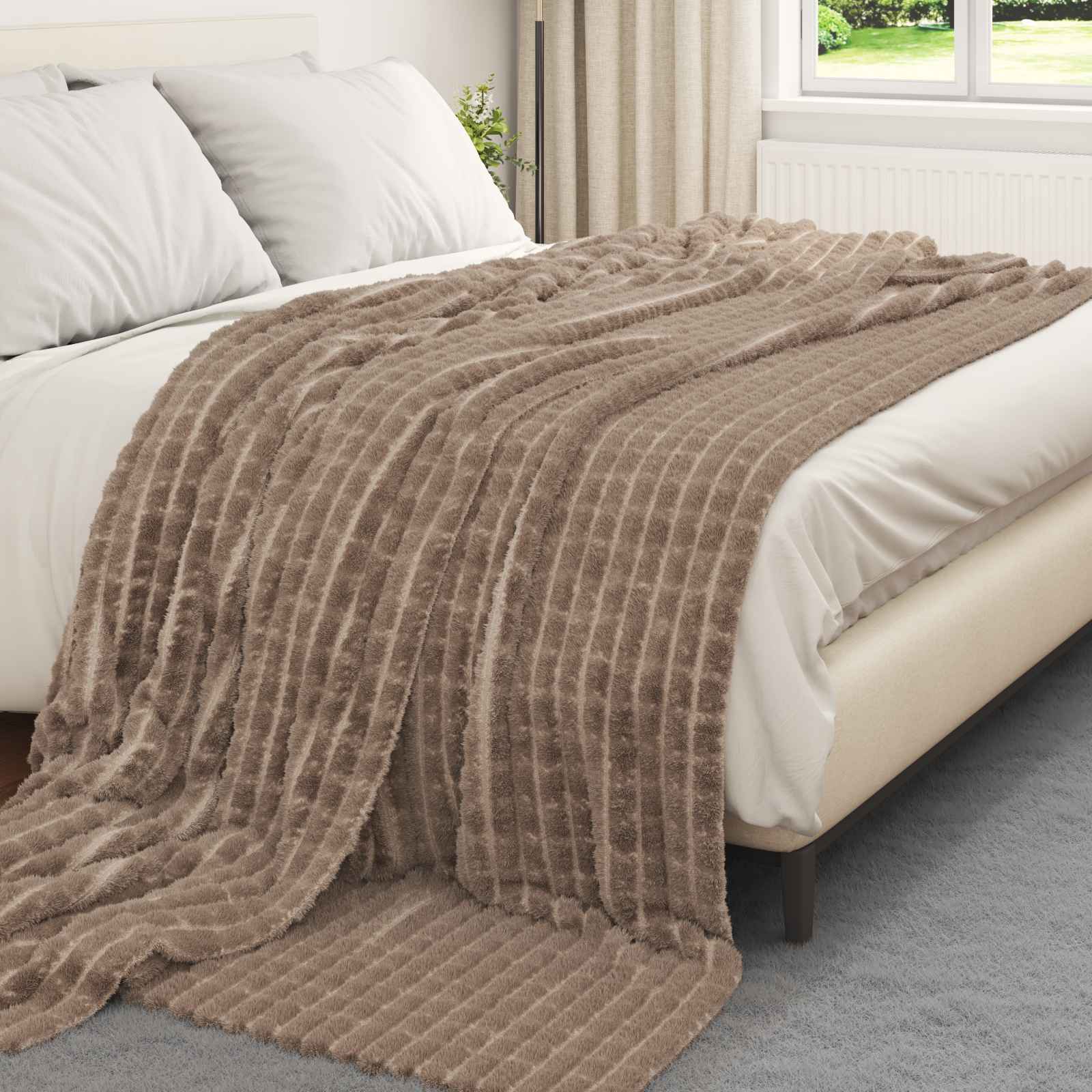 Vidaxl tapis 6 pcs camel 270 x 240 cm polaire