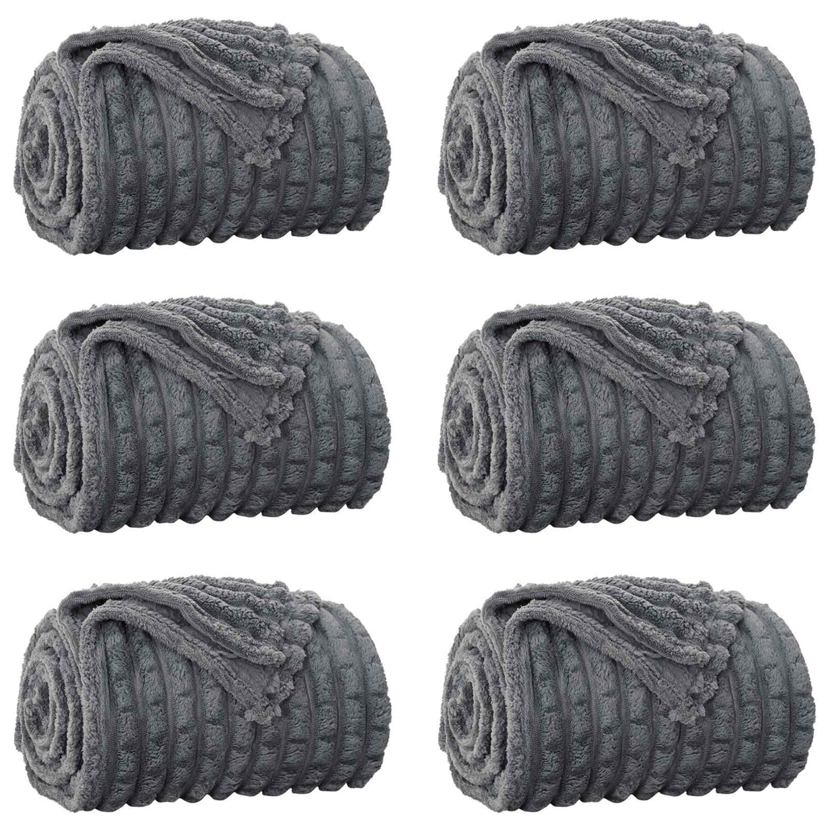 Vidaxl tapis 6 pcs gris foncé 200 x 150 cm polaire