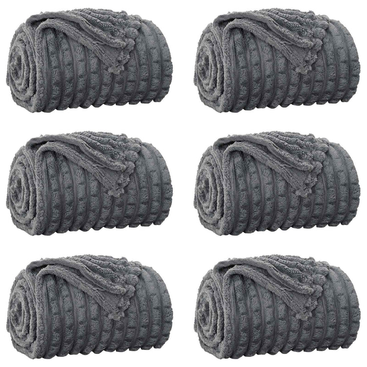 Vidaxl tapis 6 pcs gris foncé 270 x 240 cm polaire