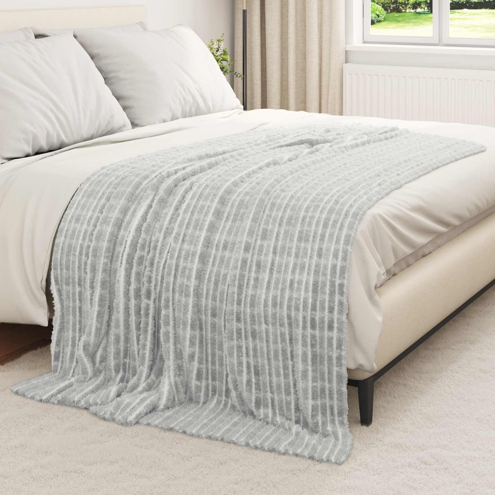 VidaXL tapis 6 pcs gris 200 x 150 cm polaire