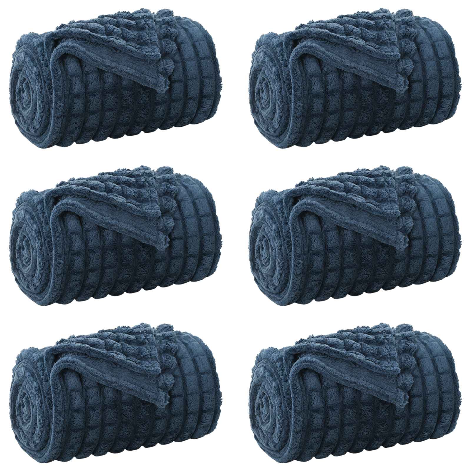 VidaXL tapis 6 pcs bleu marine 150 x 130 cm polaire