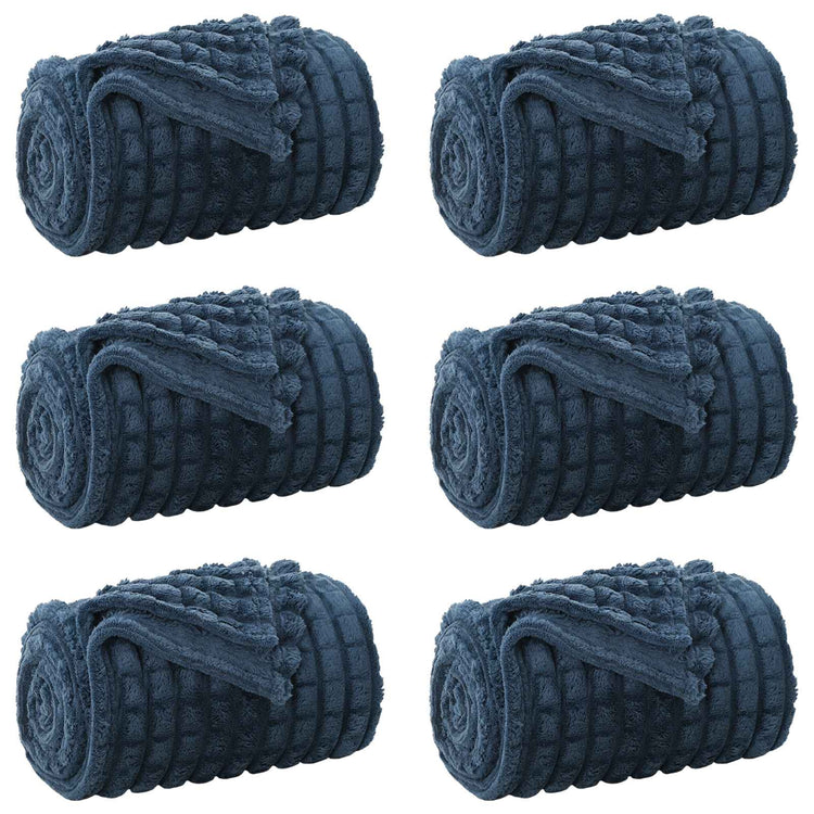 VidaXL tapis 6 pcs bleu marine 150 x 130 cm polaire