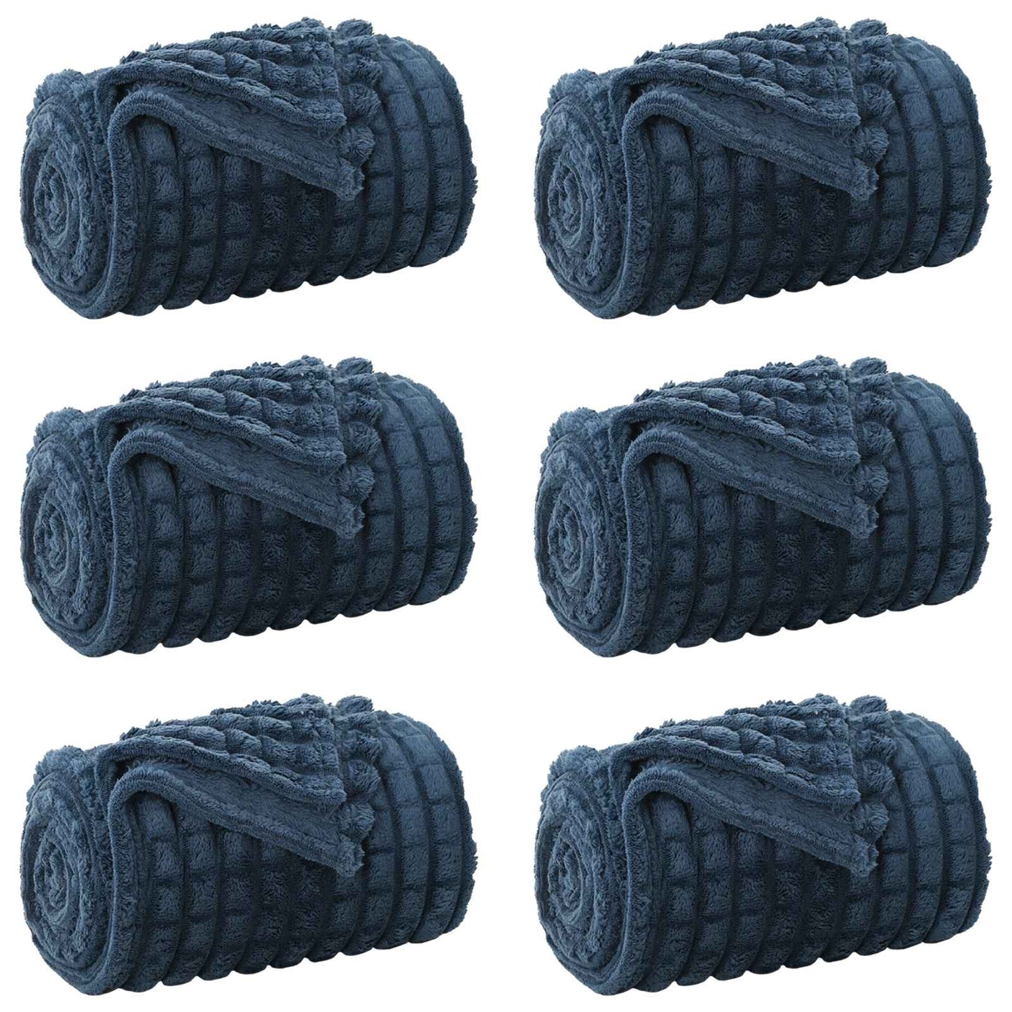 VidaXL tapis 6 pcs bleu marine 200 x 150 cm polaire
