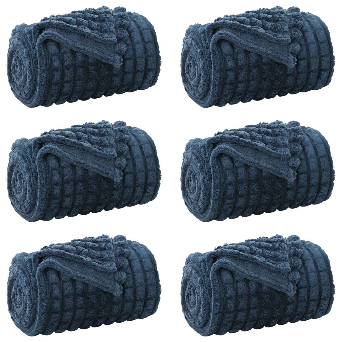 VidaXL tapis 6 pcs bleu marine 240 x 220 cm polaire