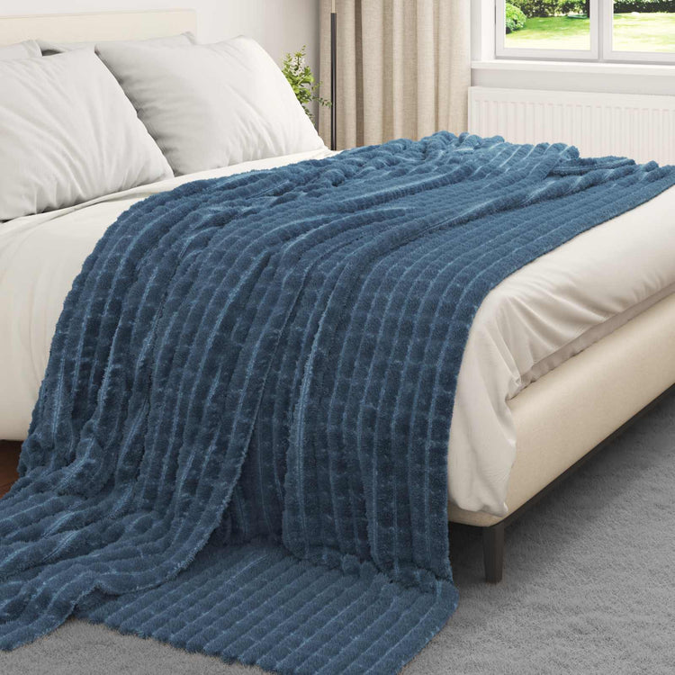 VidaXL tapis 6 pcs bleu marine 270 x 240 cm polaire