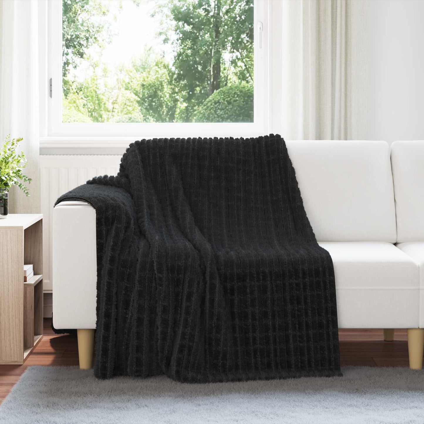 VidaXL tapis 6 pcs noir 200 x 150 cm polaire