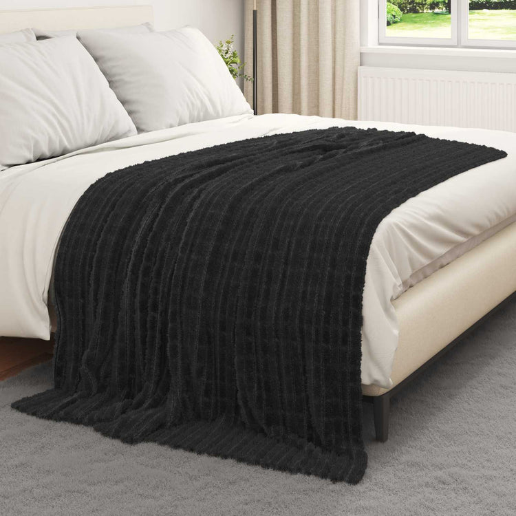 VidaXL tapis 6 pcs noir 200 x 150 cm polaire