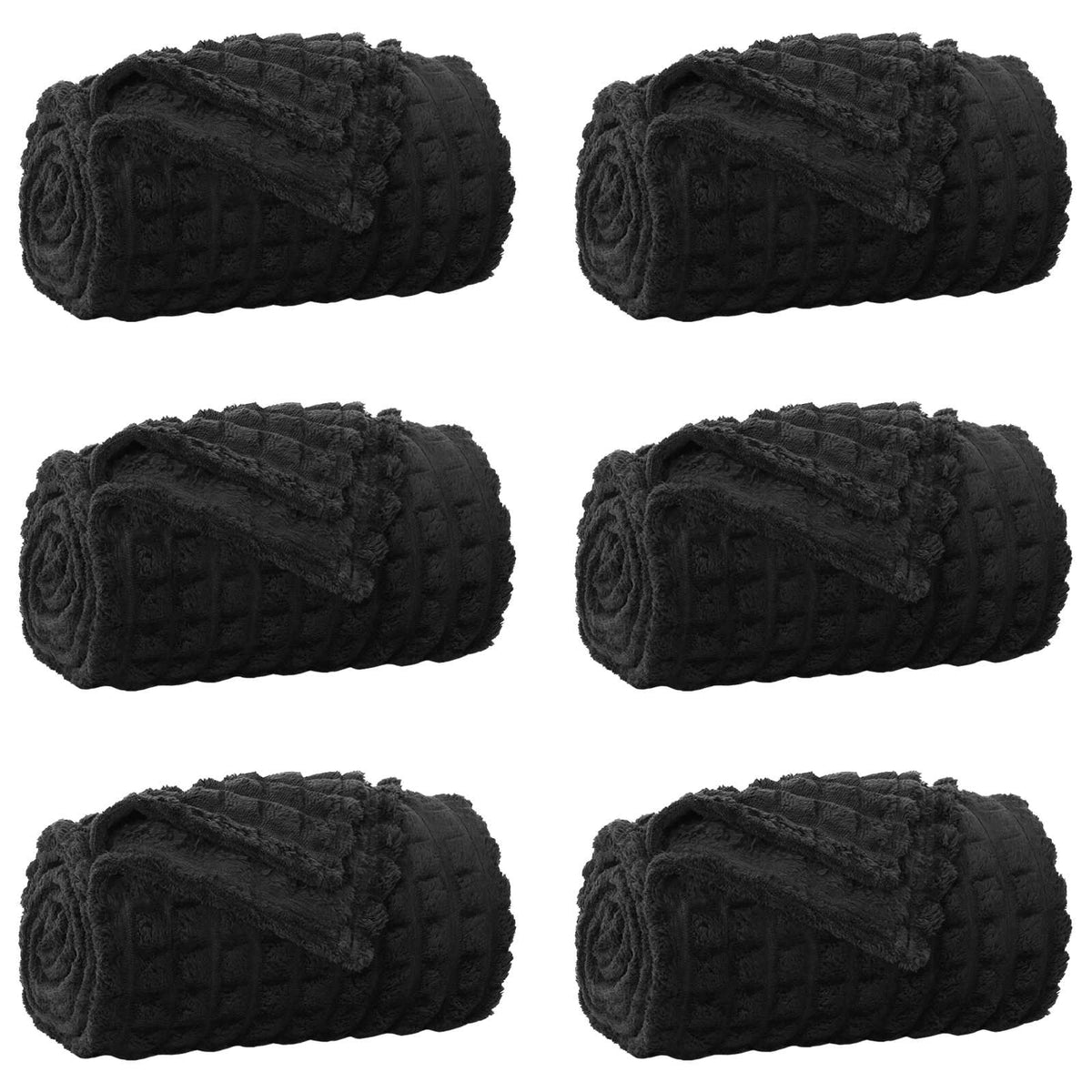 VidaXL tapis 6 pcs noir 240 x 220 cm polaire