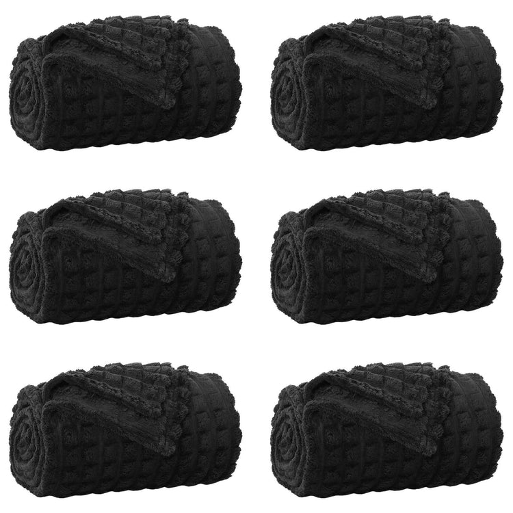 VidaXL tapis 6 pcs noir 240 x 220 cm polaire