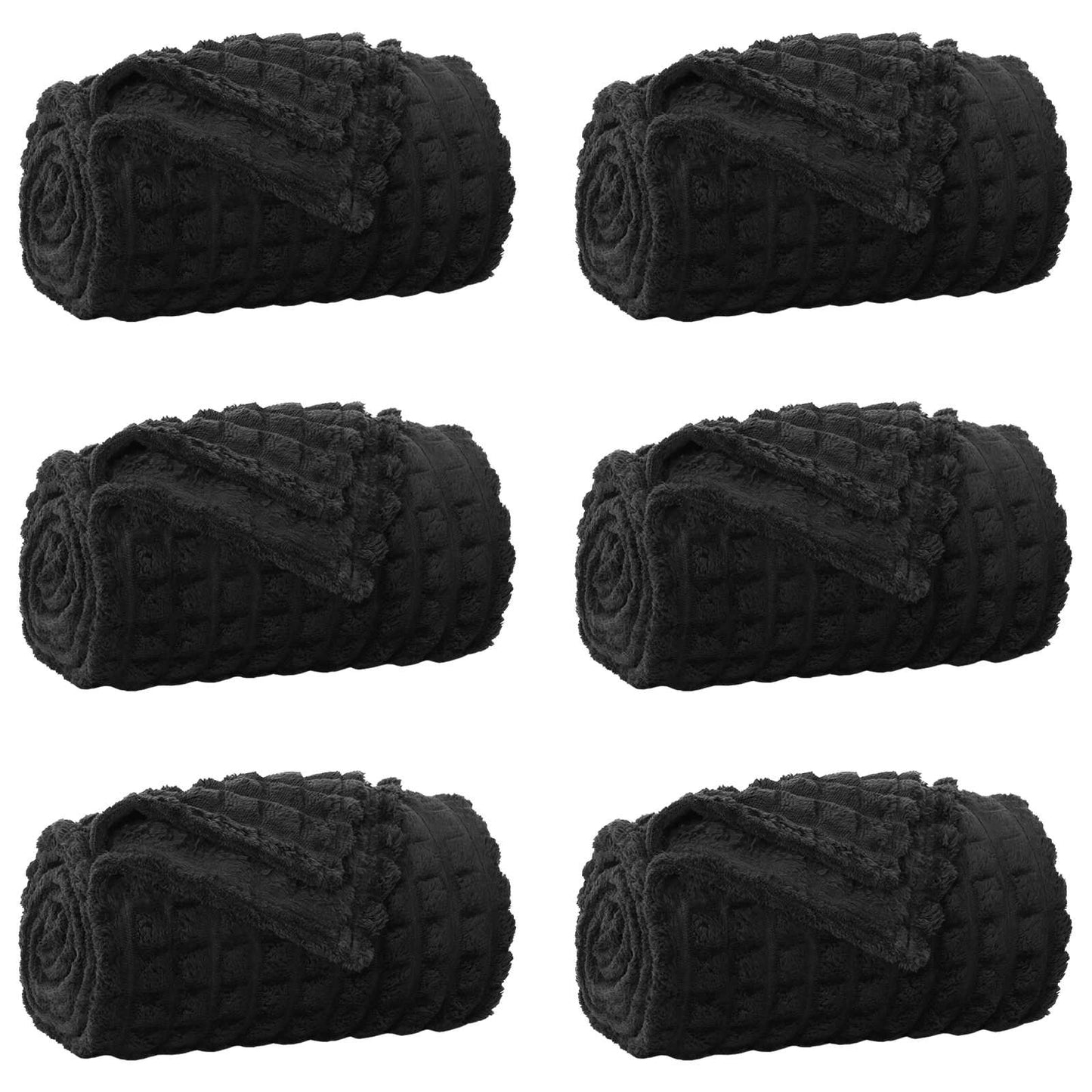 VidaXL tapis 6 pcs noir 270 x 240 cm polaire