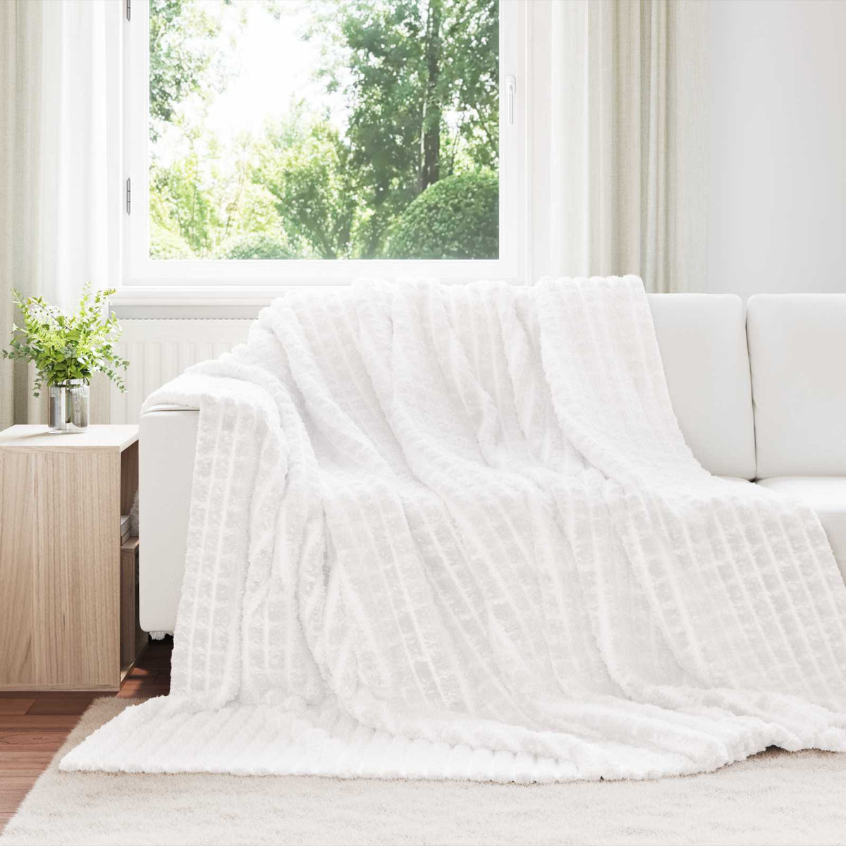 VidaXL tapis 6 pcs blanc 240 x 220 cm polaire