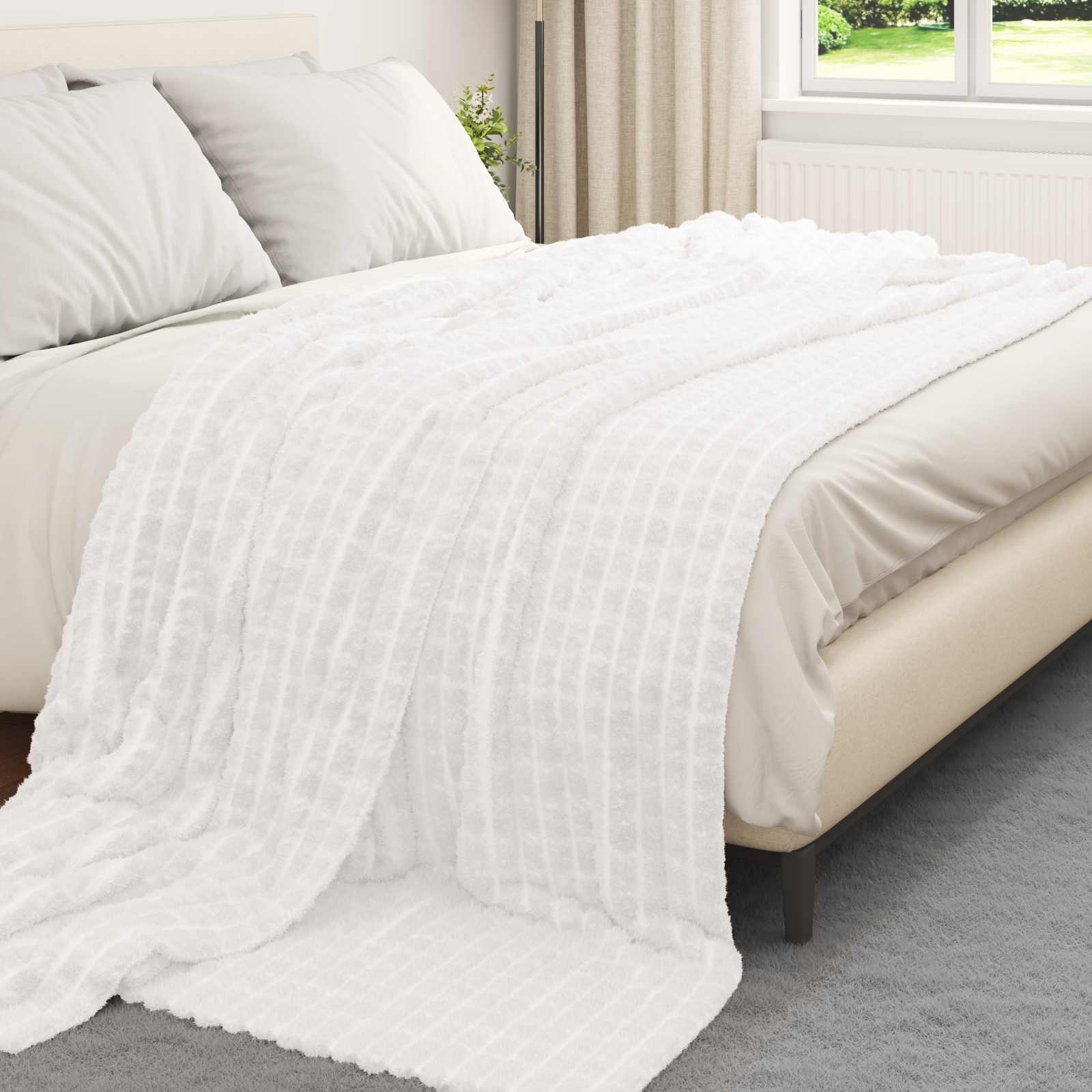 VidaXL tapis 6 pcs blanc 240 x 220 cm polaire