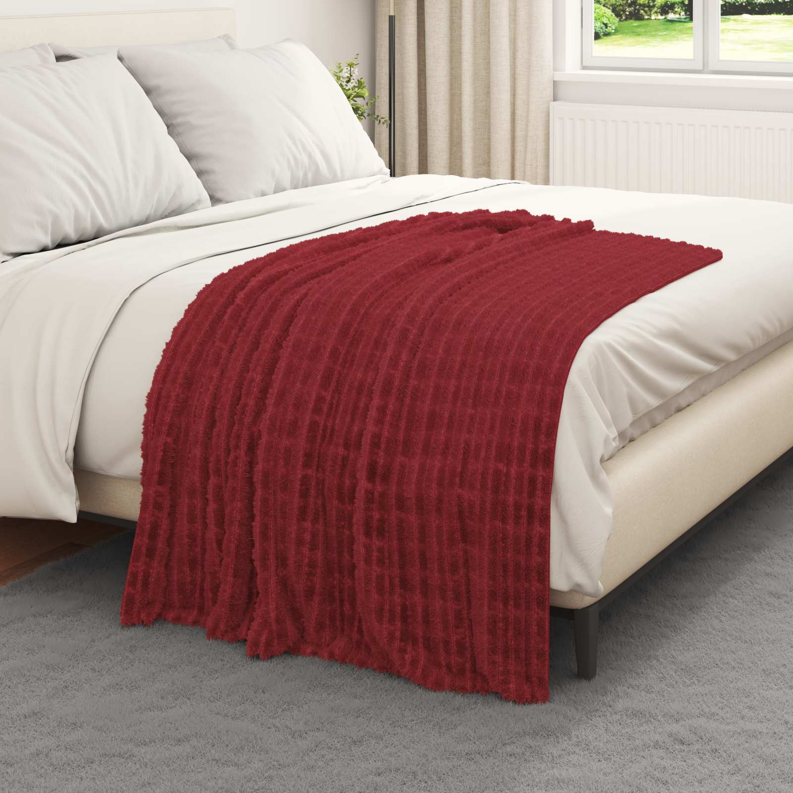 VidaXL tapis 6 pcs rouge bordeaux 150 x 130 cm polaire