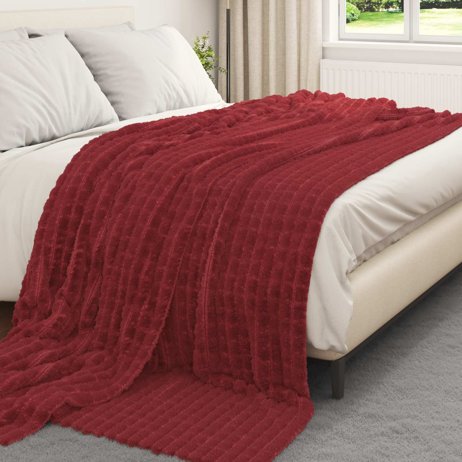 VidaXL tapis 6 pcs rouge bordeaux 240 x 220 cm polaire