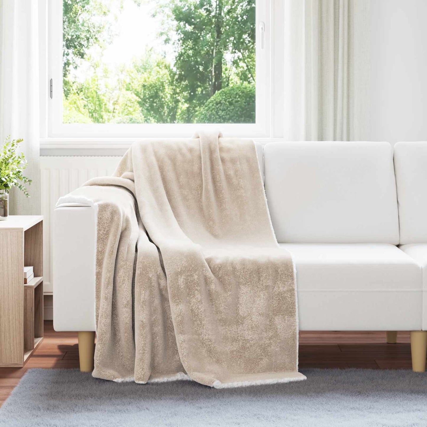 Vidaxl plaid beige 130 x 150 cm polaire