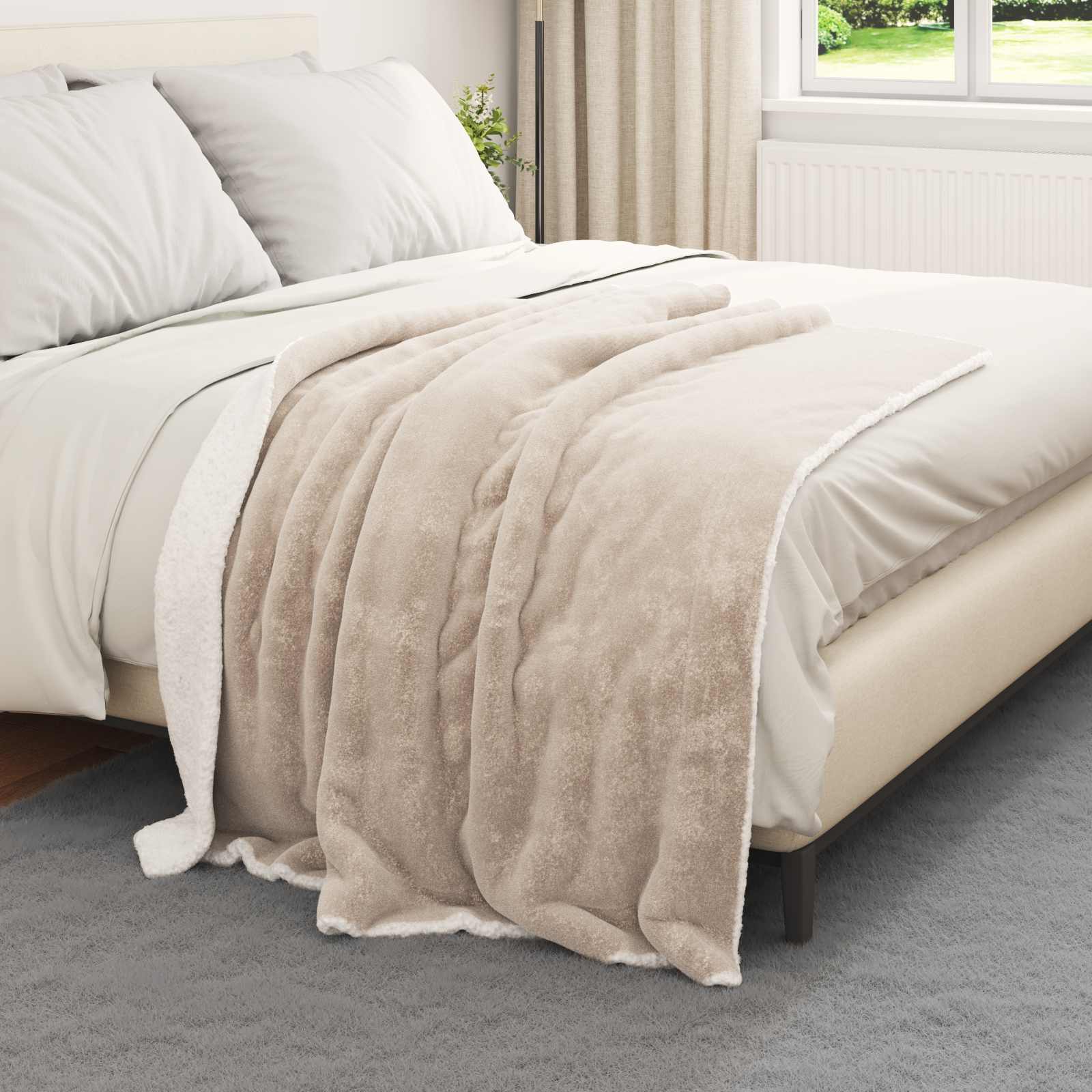 Vidaxl plaid beige 130 x 150 cm polaire