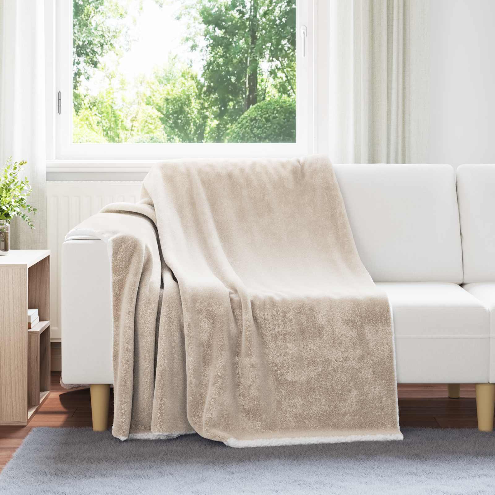 Vidaxl plaid beige 150 x 200 cm polaire