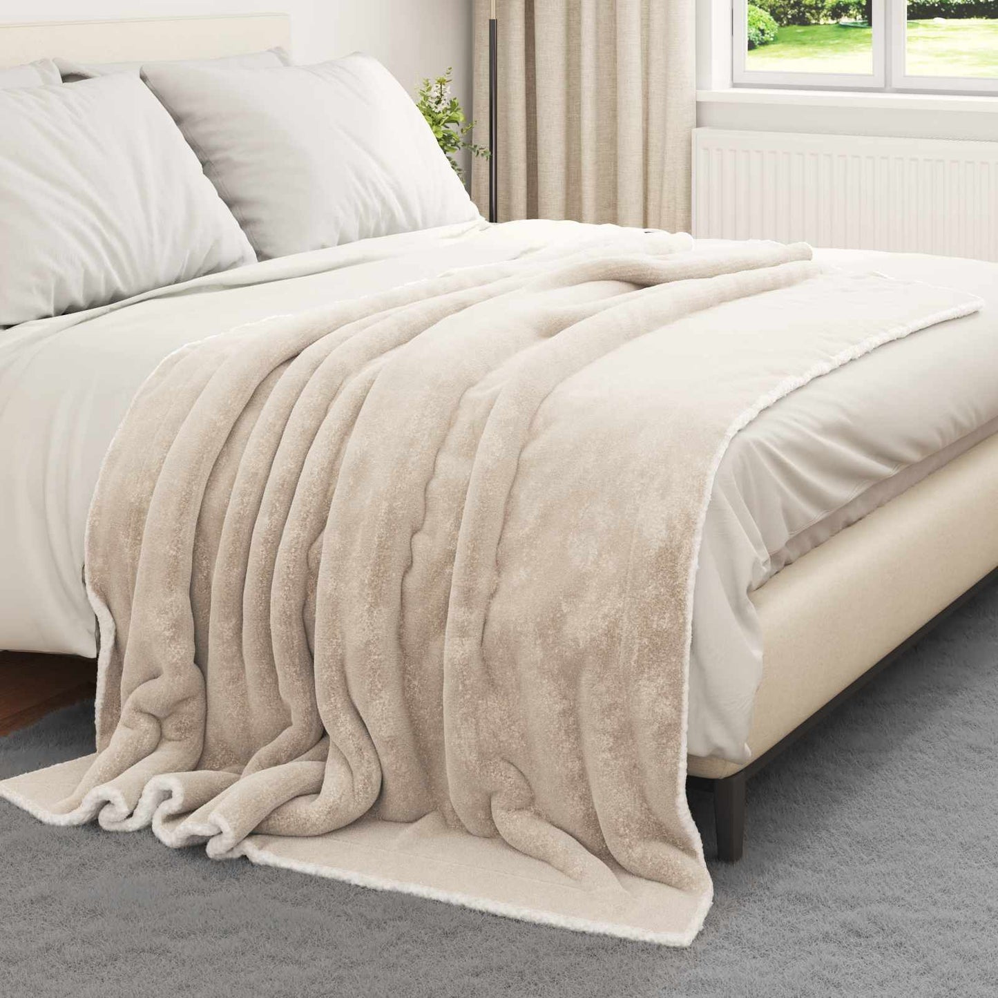 Vidaxl plaid beige 150 x 200 cm polaire
