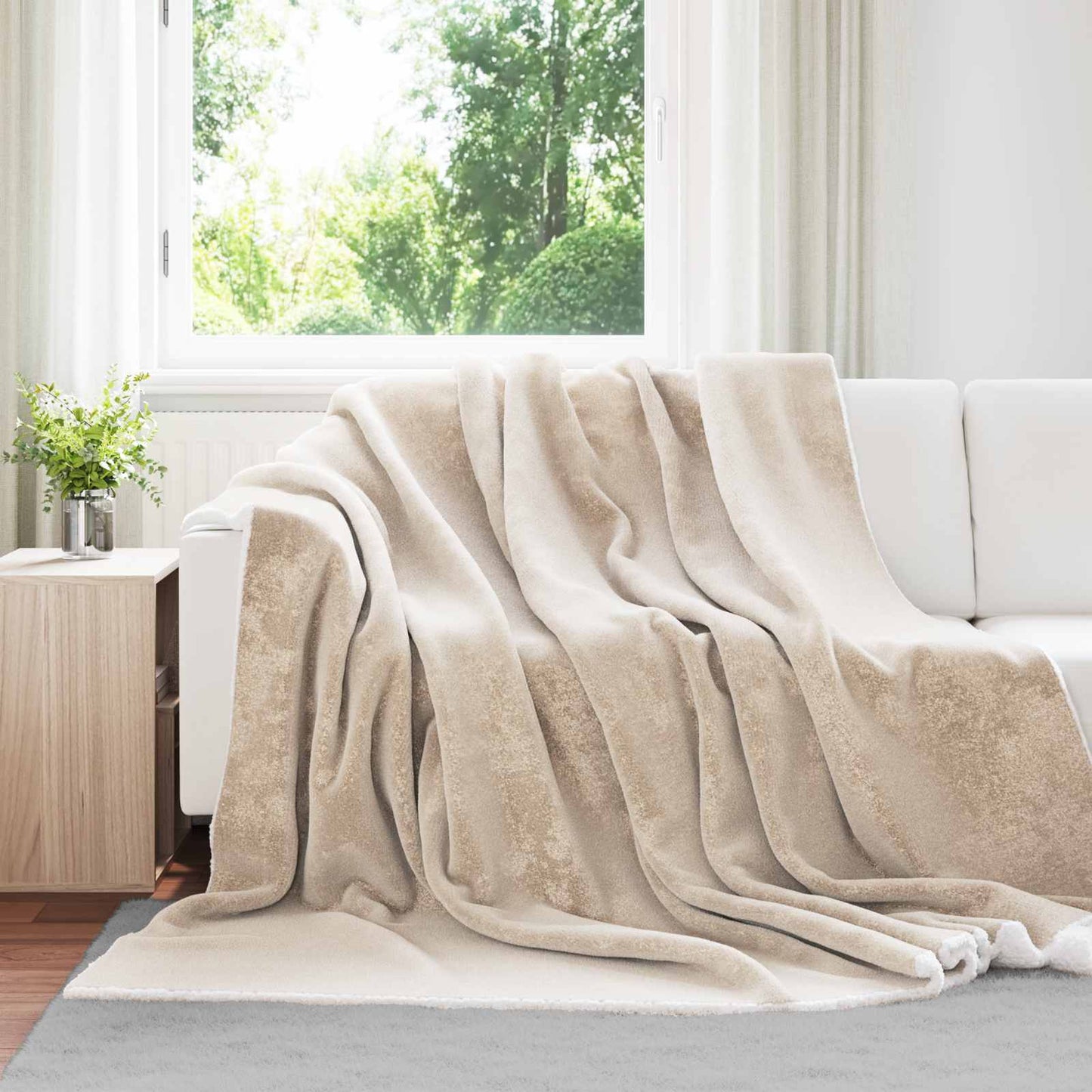 Vidaxl plaid beige 220 x 240 cm polaire