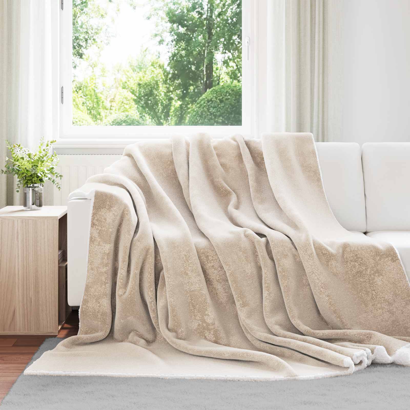 Vidaxl plaid beige 220 x 240 cm polaire