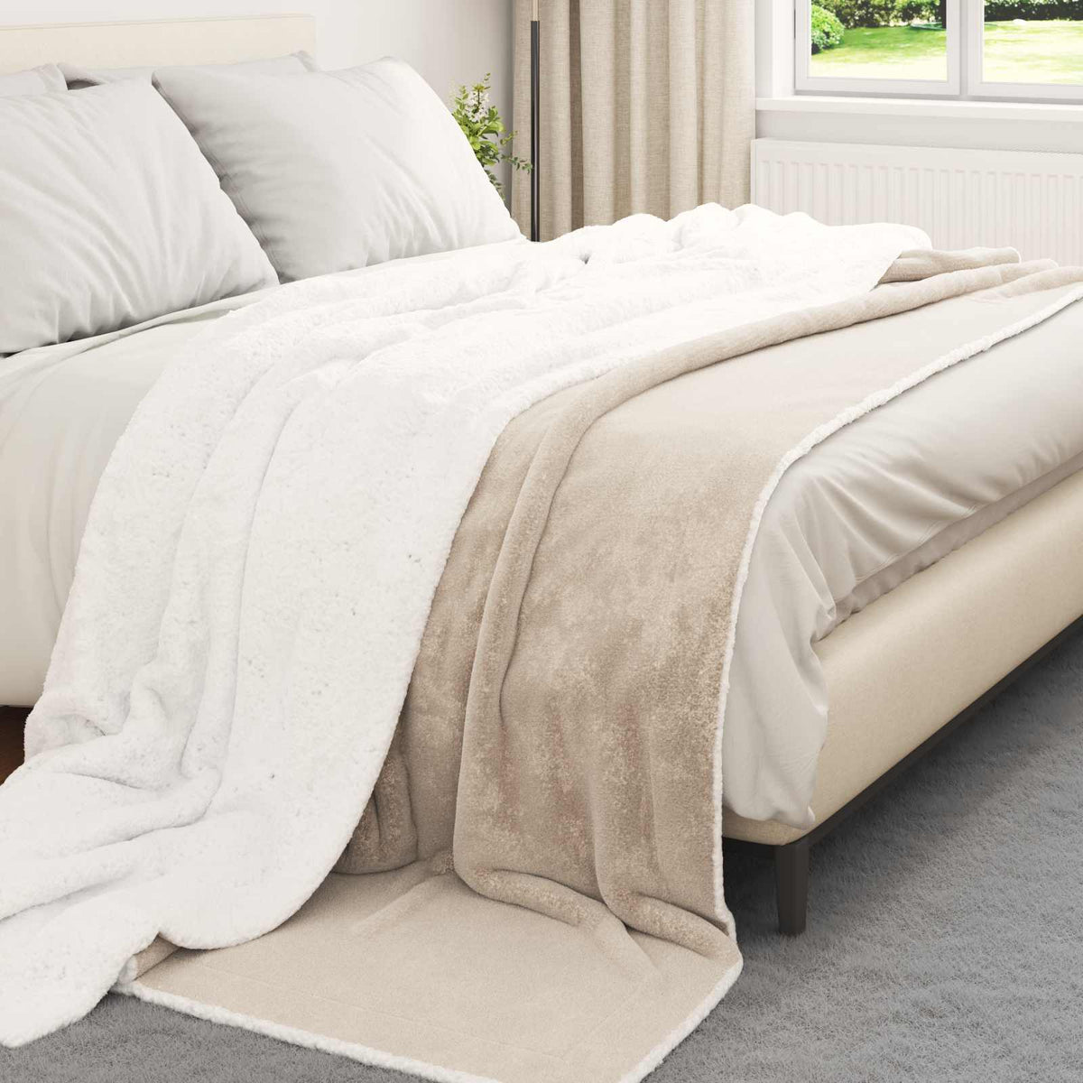 Vidaxl plaid beige 220 x 240 cm polaire