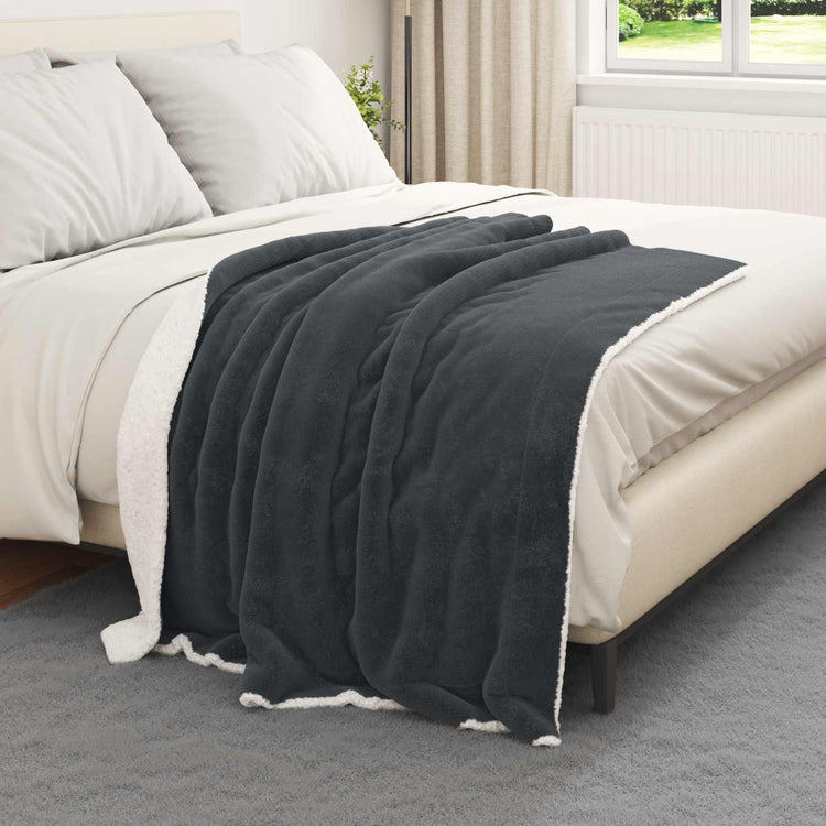 Vidaxl plaid gris foncé 130 x 150 cm polaire