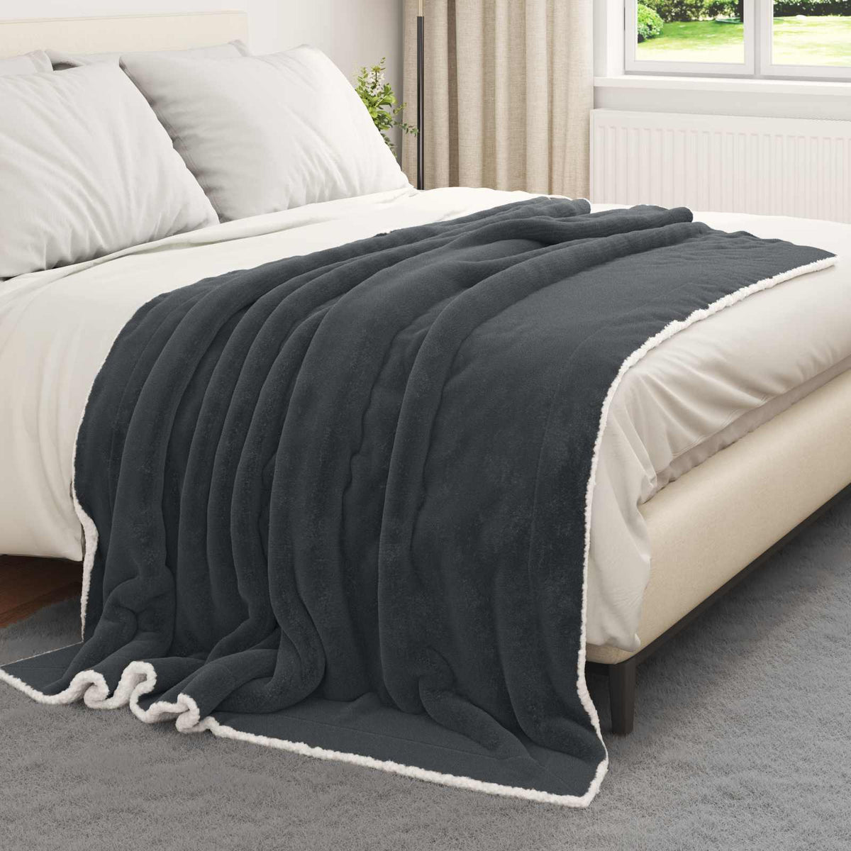 Vidaxl plaid gris foncé 150 x 200 cm polaire
