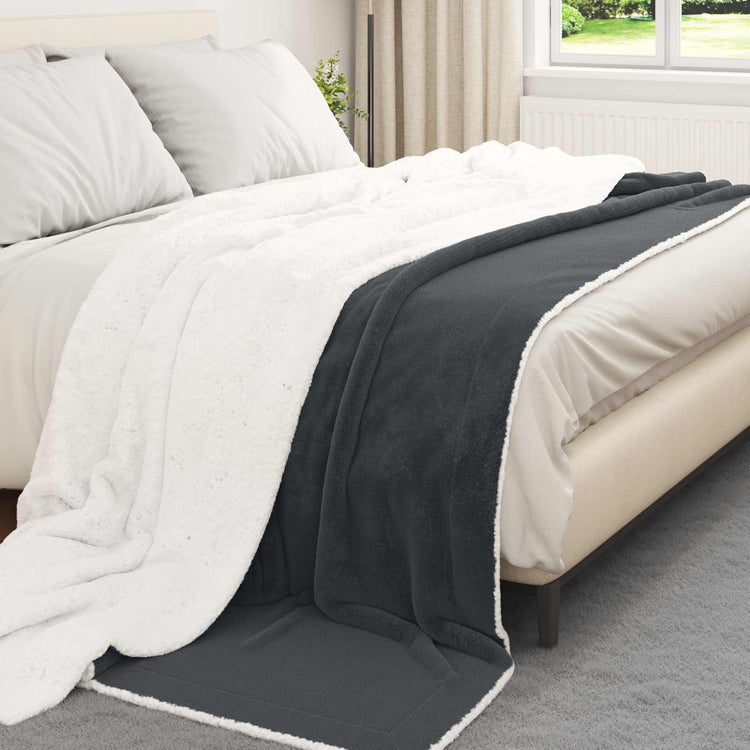 Vidaxl plaid gris foncé 240 x 270 cm polaire