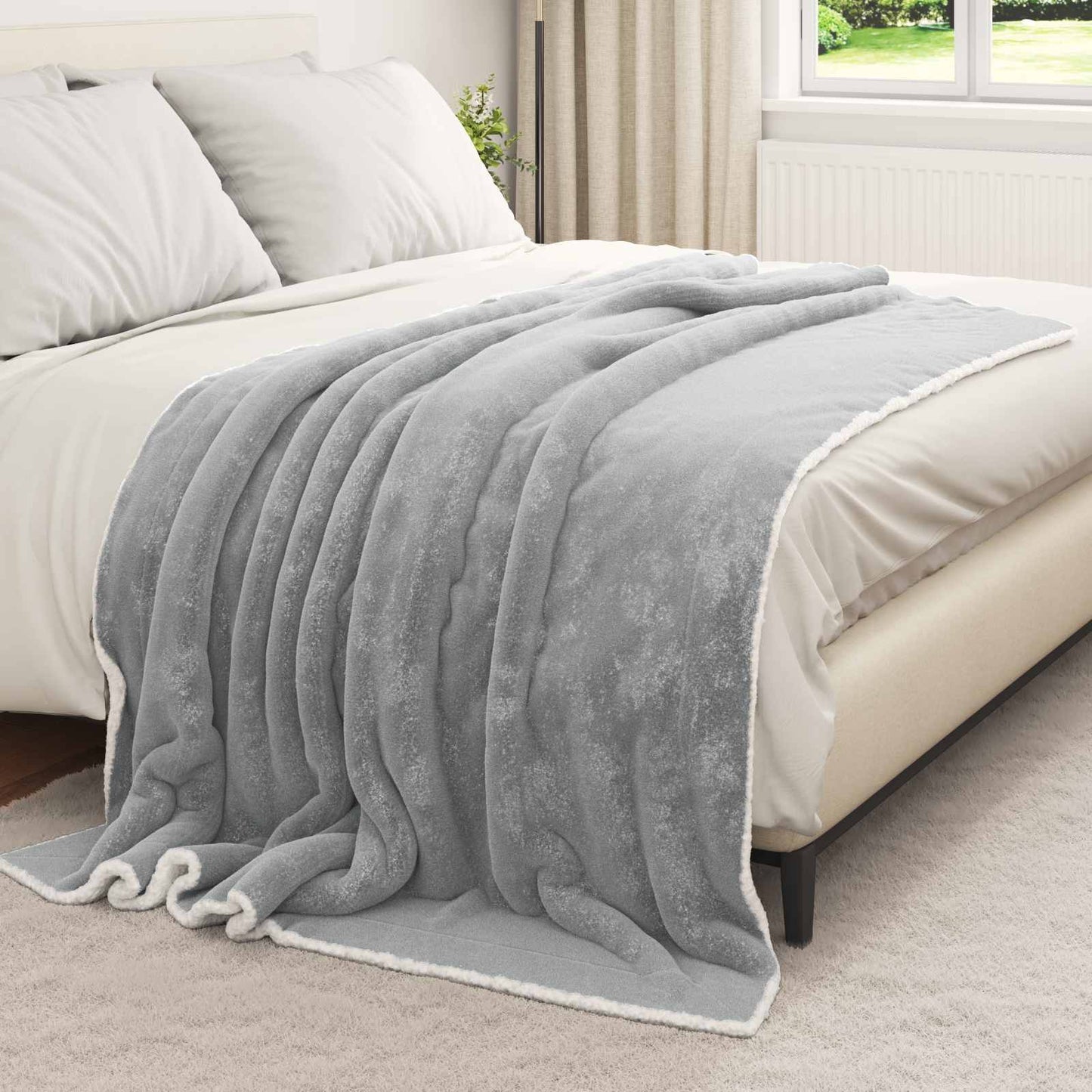 Vidaxl plaid gris 150 x 200 cm polaire