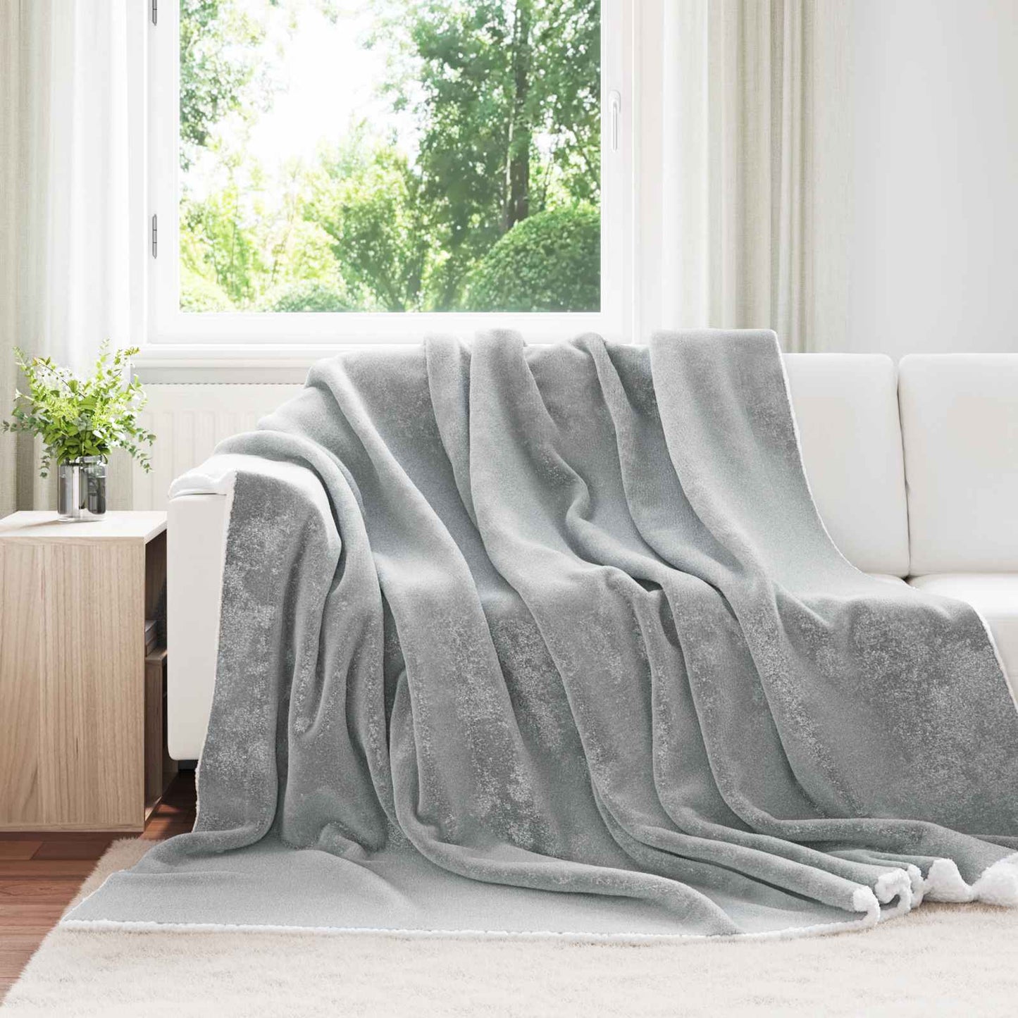 Vidaxx plaid gris 220 x 240 cm polaire