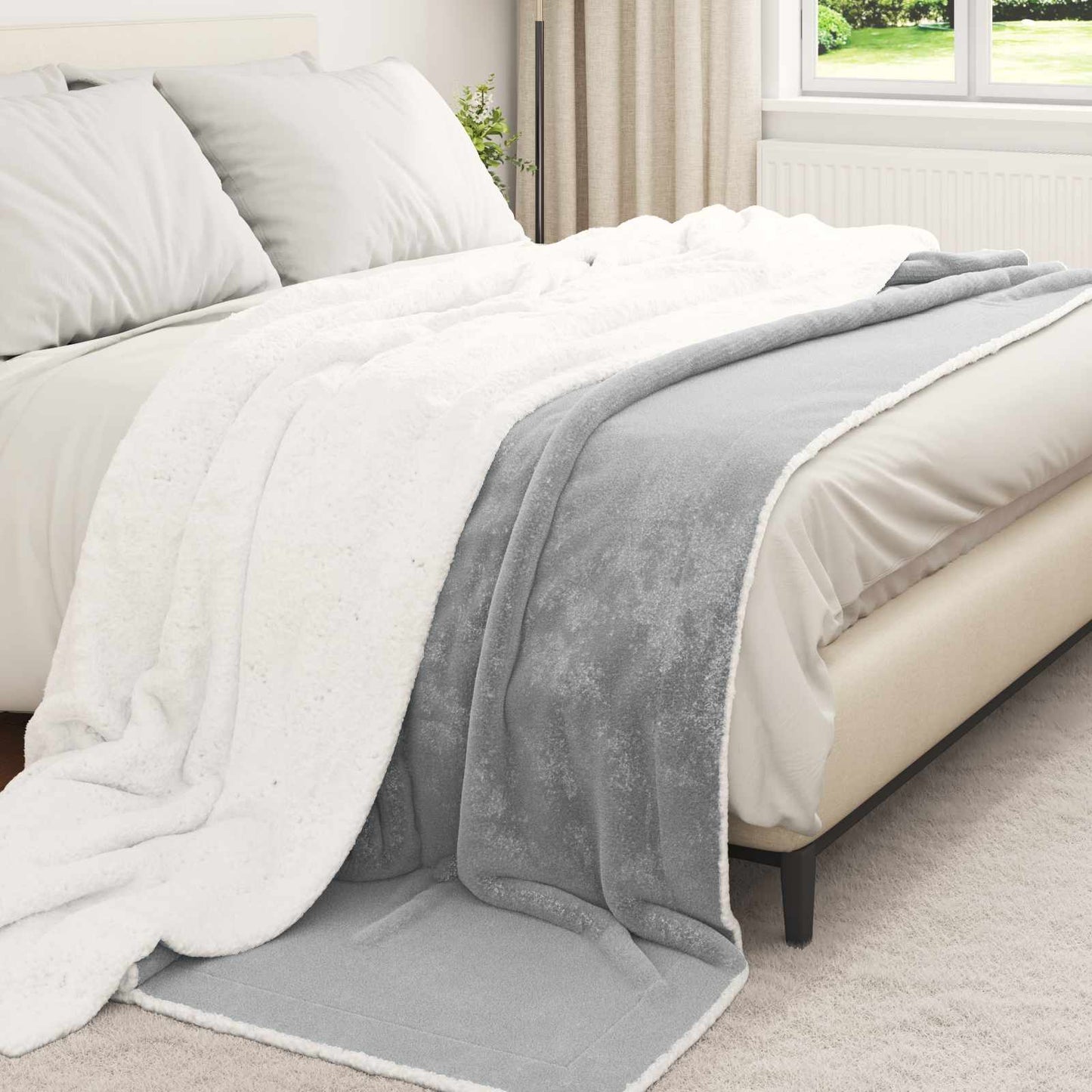 Vidaxx plaid gris 240 x 270 cm polaire
