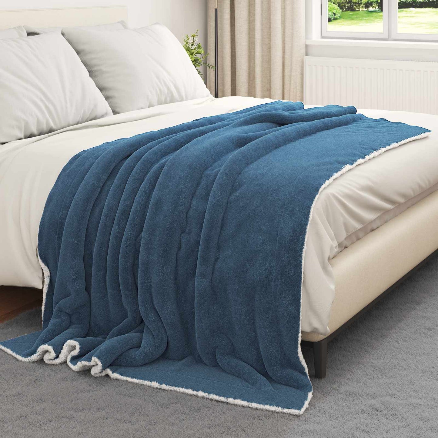 Vidaxx plaid bleu marine 150 x 200 cm polaire