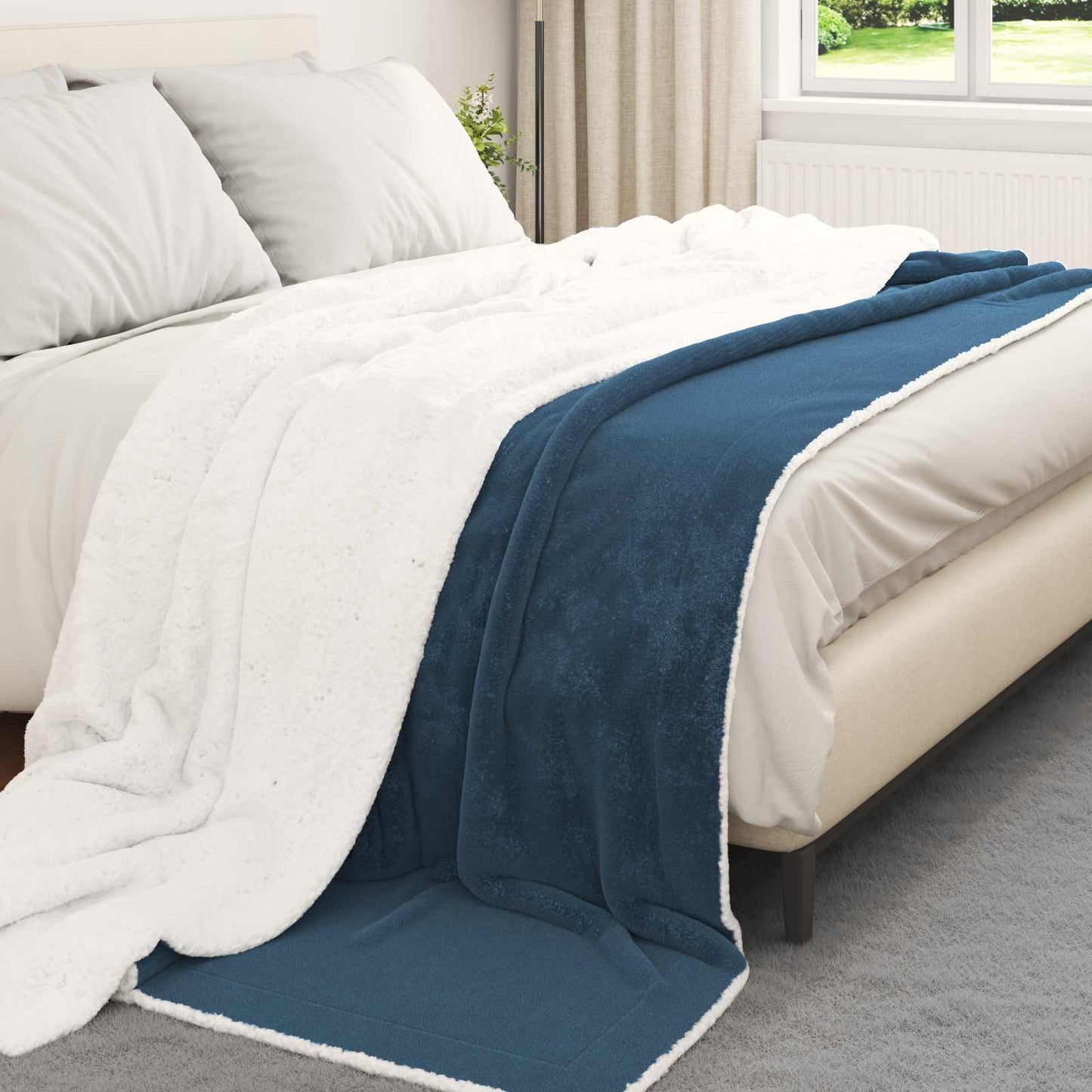 Vidaxx plaid bleu marine 220 x 240 cm polaire