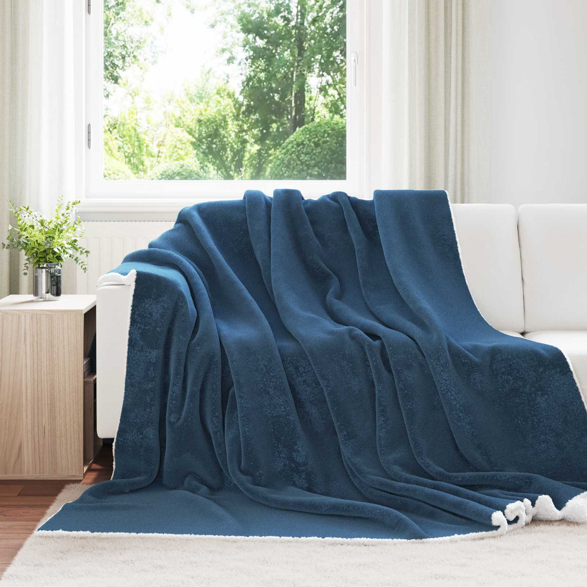 Vidaxx plaid bleu marine 240 x 270 cm polaire