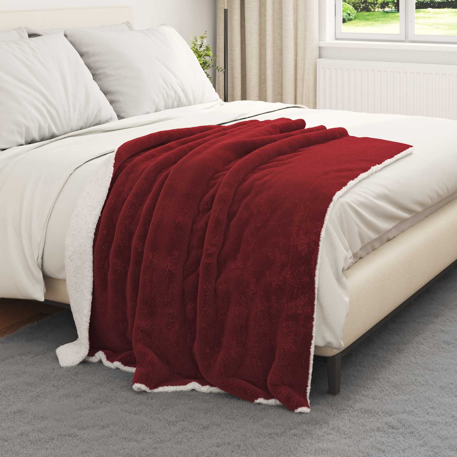 Vidaxx plaid rouge bordeaux 130 x 150 cm polaire