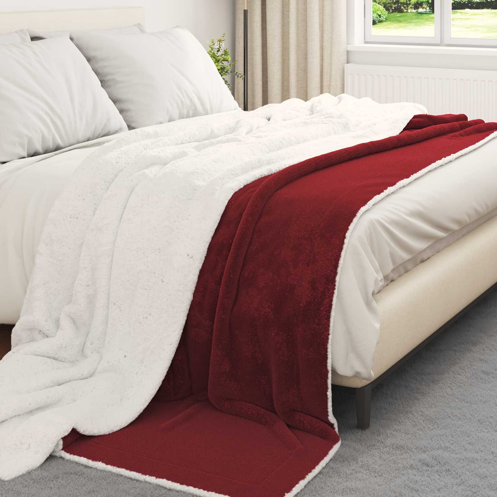 Vidaxx plaid rouge bordeaux 220 x 240 cm polaire